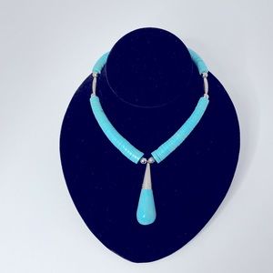 Turquoise & Sterling Silver Stunning Native American Necklace